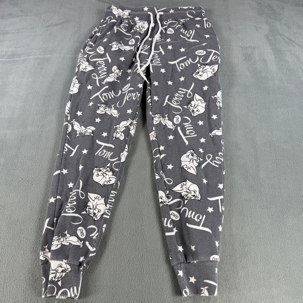 Tom and Jerry Slate Grey Graphic Jogger Sweatpants XS LJ12213LB All Over Print